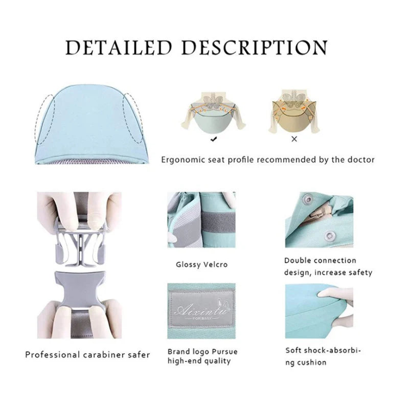 Marsupiu Multifunctional pentru bebelusi cu suport lombar, At Performance, Bumbac, 9 in 1, Varsta 0-36 luni, Verde